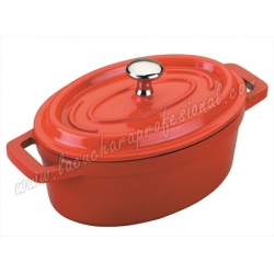 MINI CACEROLA OVAL ROJA CON TAPA "FUNDICIÓN" - 0,25 L.