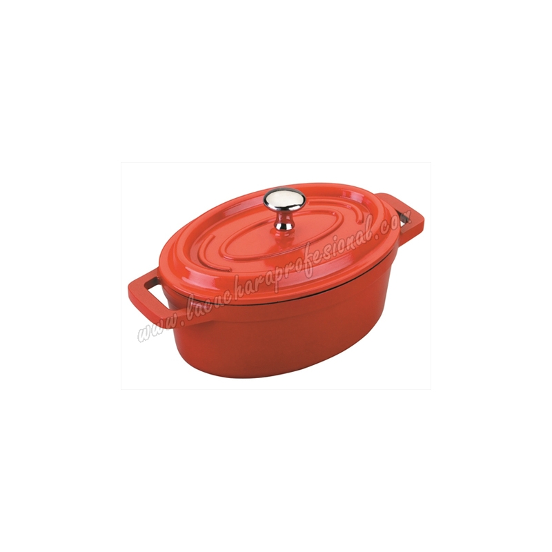 MINI CACEROLA OVAL ROJA CON TAPA "FUNDICIÓN" - 0,25 L.