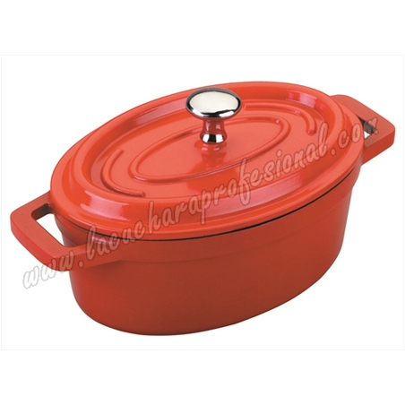 MINI CACEROLA OVAL ROJA CON TAPA "FUNDICIÓN" - 0,25 L.