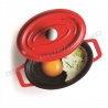 MINI CACEROLA OVAL ROJA CON TAPA "FUNDICIÓN" - 0,25 L.