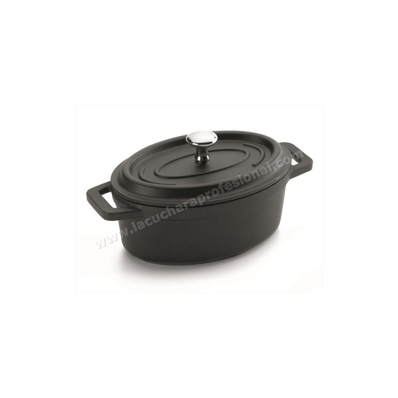 MINI CACEROLA OVAL NEGRA CON TAPA "FUNDICIÓN" - 0,25 L.