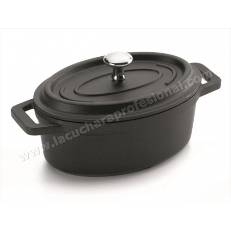 MINI CACEROLA OVAL NEGRA CON TAPA "FUNDICIÓN" - 0,25 L.