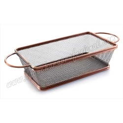 CESTILLO RECTANGULAR PARA TAPAS Y APERITIVOS BRONCE CON ASAS