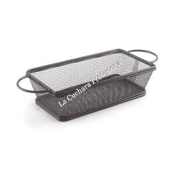 RECTANGULAR BASKET - BLACK 21 X 11 CM (WITH HANDLES - STAINLESS STEEL)